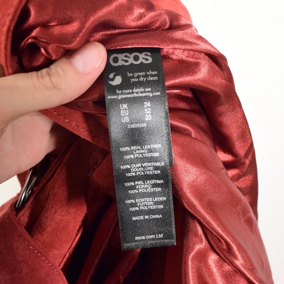 ❌SOLD❌NWT ASOS Red Suede Leather Midi Pencil Skirt - Picture 7 of 7